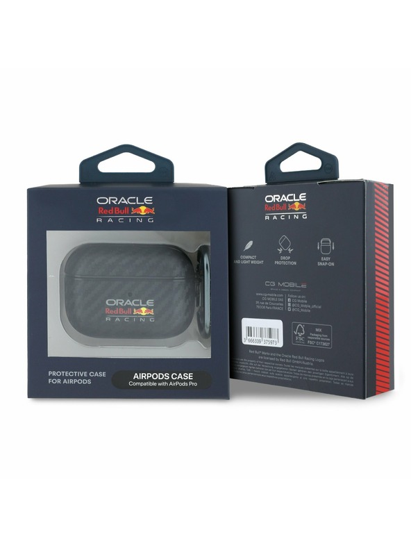 Oracle Red Bull Racing Red Bull PU karbonska torbica za AirPods Pro črna