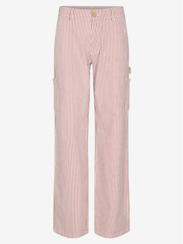 Sofie Schnoor Belo-rdeče črtaste vrečaste ženske hlače Sofie Schnoor