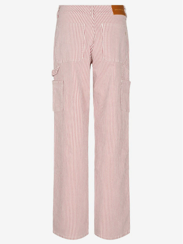 Sofie Schnoor Belo-rdeče črtaste vrečaste ženske hlače Sofie Schnoor