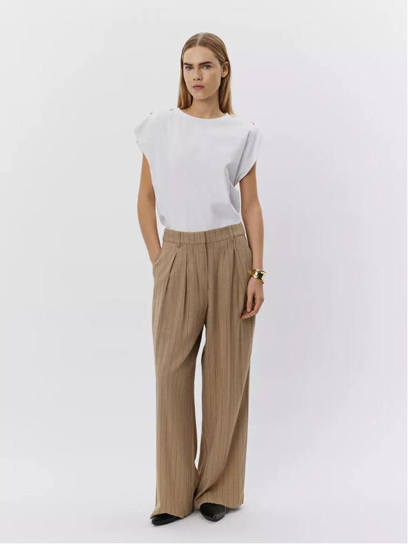 Sofie Schnoor Rjave ženske črtaste hlače Sofie Schnoor