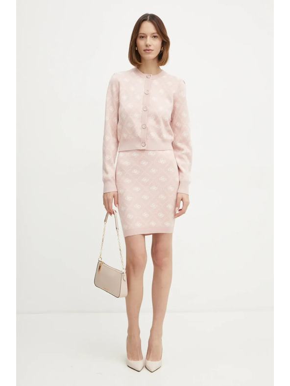 Guess Jeans Damska rožnata mini krilo iz volnene mešanice z logom 4G Guess jeans