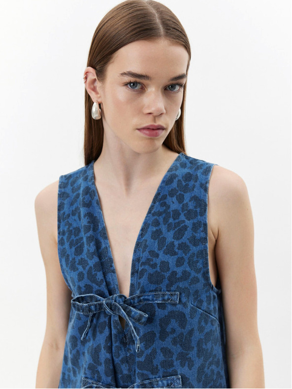 Sofie Schnoor Modra ženska obleka iz džinsa z vzorcem Sofie Schnoor