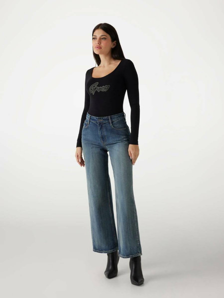 Guess Jeans Ženska črna raztegljiva body obleka Guess jeans