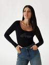 Guess Jeans Ženska črna raztegljiva body obleka Guess jeans