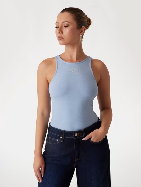 Guess Jeans Ženska svetlo modra majica z logotipom 4G Guess jeans