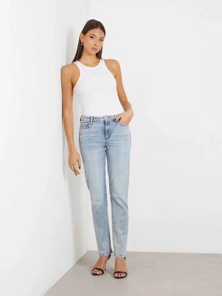 Guess Jeans Ženska bela majica z logotipom 4G Guess jeans