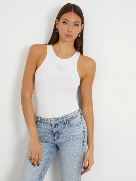 Guess Jeans Ženska bela majica z logotipom 4G Guess jeans
