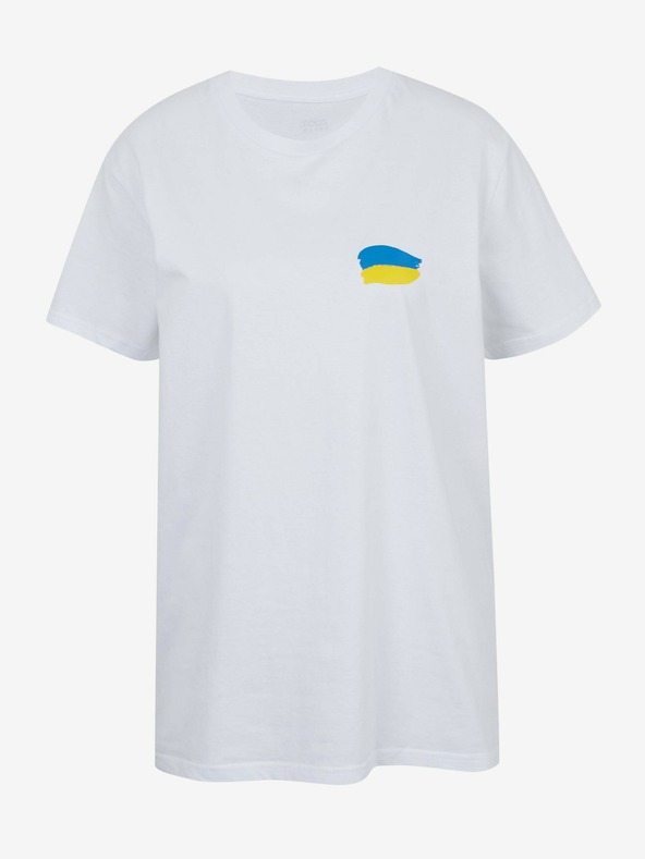 DOBRO Bela ženska majica oversize No need for words iz kolekcije DOBRO. for Ukraine