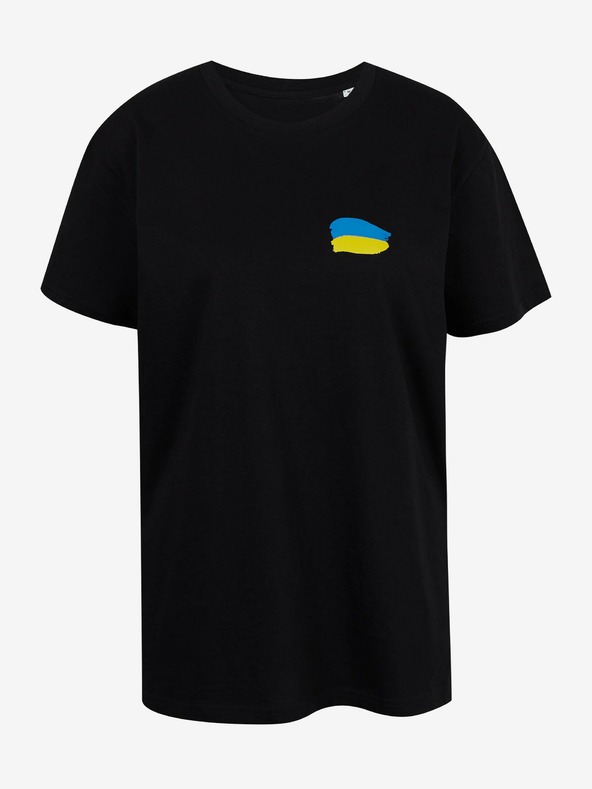 DOBRO Črna ženska oversize majica Ni treba besed iz kolekcije DOBRO. for Ukraine