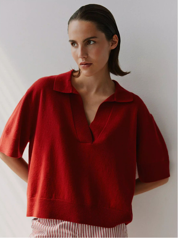 Sofie Schnoor Rdeča ženska volnena srajca Sofie Schnoor