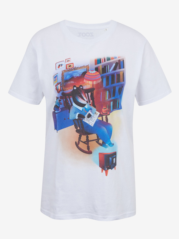 DOBRO Belo žensko majico zotiskom Zoot DOBRO. Jazbec