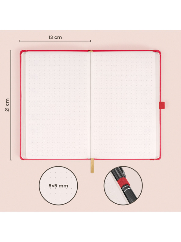 NOTIQUE NOTIQUE Notes Rdeča, pikčasta, 13 x 21 cm