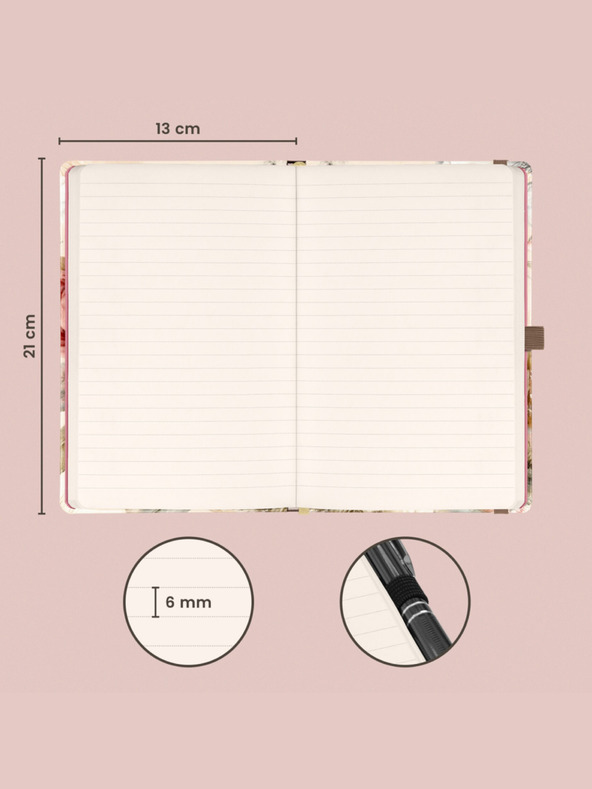 NOTIQUE NOTIQUE Zapiski Cvetje v prahu, podloženo, 13 x 21 cm