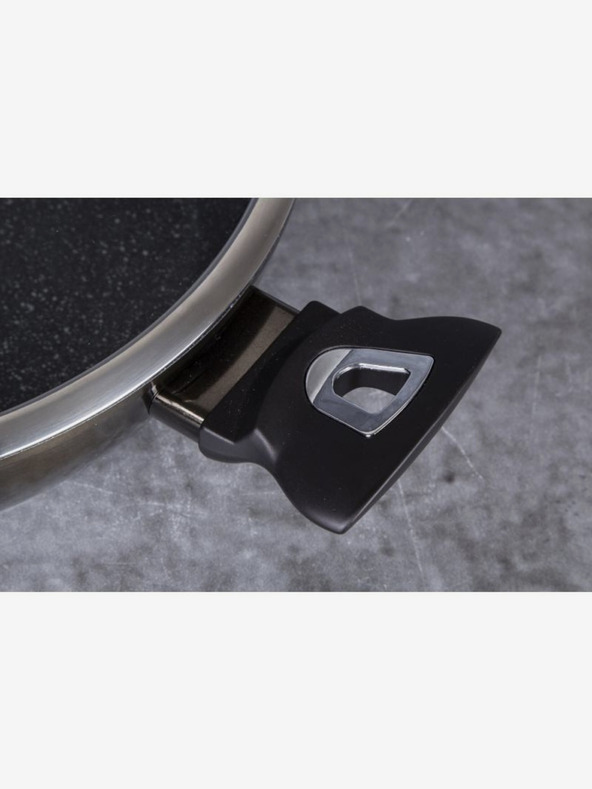 Berlingerhaus Ponev Wok s pokrovom z marmornato površino 30 cm Shiny Black Edition BERLINGERHAUS