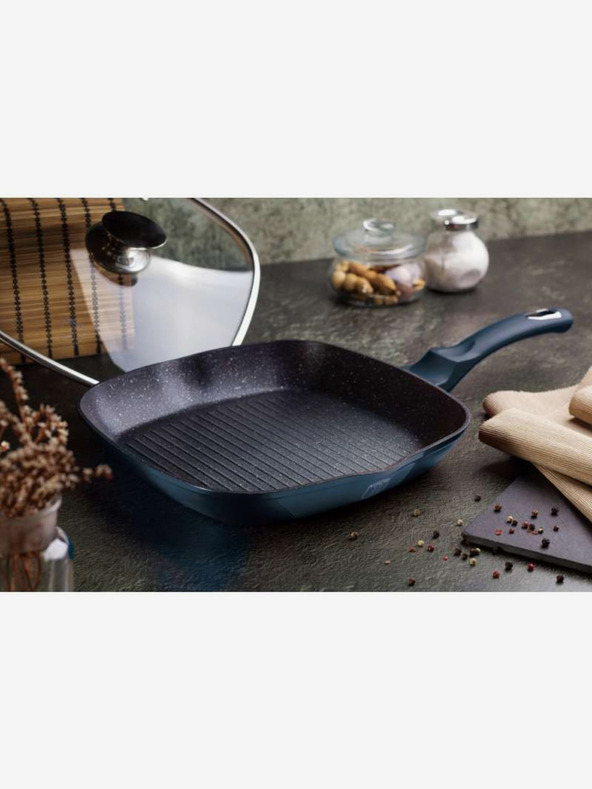 Berlingerhaus Ponev za peko na žaru s površino iz marmorja 28 cm BERLINGERHAUS Metallic Line Aquamarine Edition