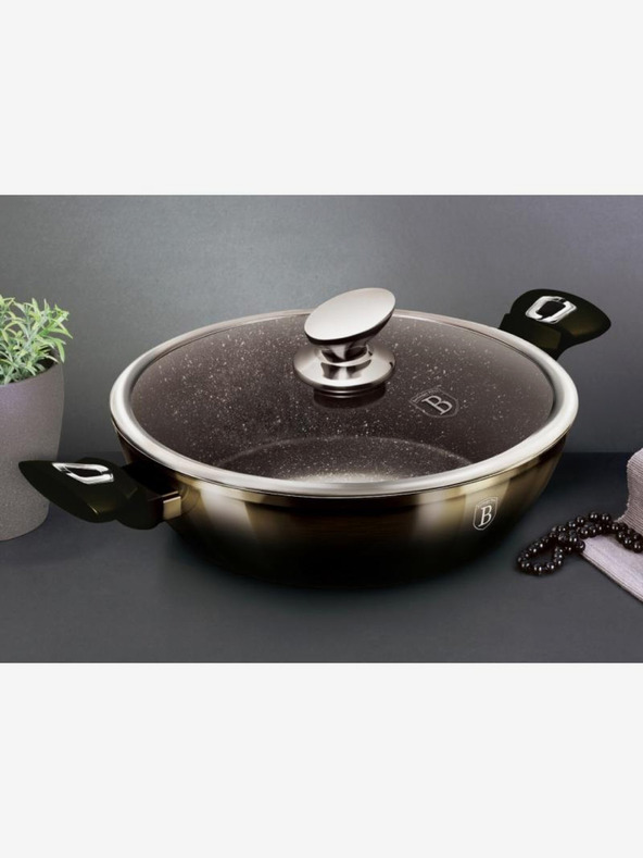 Berlingerhaus Globoka ponev s pokrovko 28 cm Shiny Black Collection BERLINGERHAUS