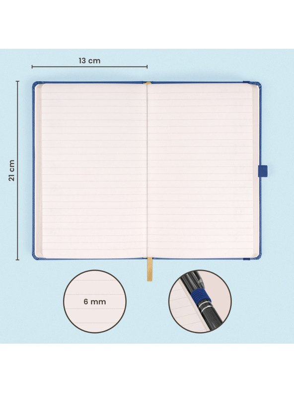 NOTIQUE NOTIQUE Notes Temno modra, podložena, 13 x 21 cm