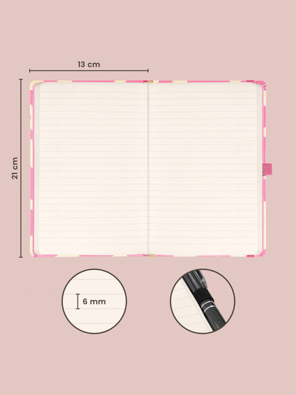 NOTIQUE NOTIQUE Notes Roza, podloženo, 13 x 21 cm