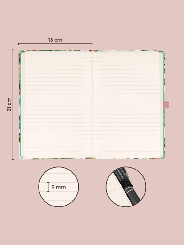 NOTIQUE NOTIQUE Zapiski z lilijo, podloženo, 13 x 21 cm