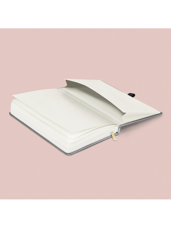 NOTIQUE NOTIQUE Notes Balakron, srebrn, podložen, 15 x 21 cm