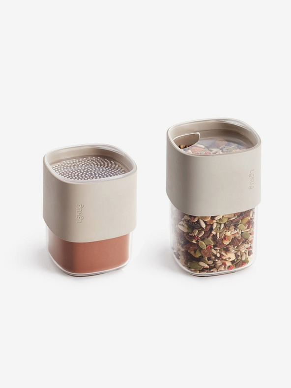 Lékué Komplet treh posod za shranjevanje suhe hrane v svetlo sivi barvi Lékué Flip Storage Set