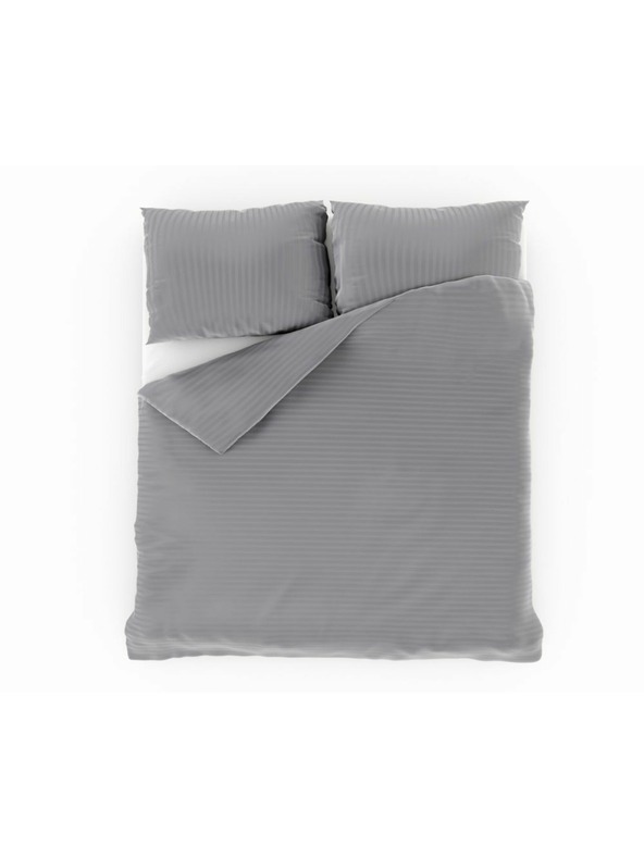 Kvalitex Saténové posteľné obliečky s pruhom 140x200, 70x90cm svetlo sivé Kvalitex