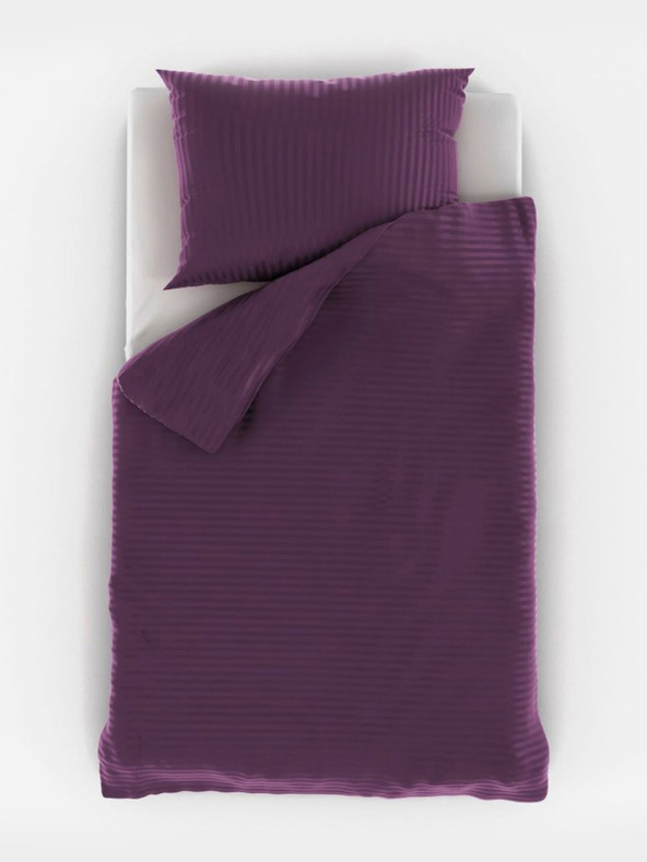 Kvalitex Satenasto posteljno perilo s črto 140x200, 70x90cm Vijolična