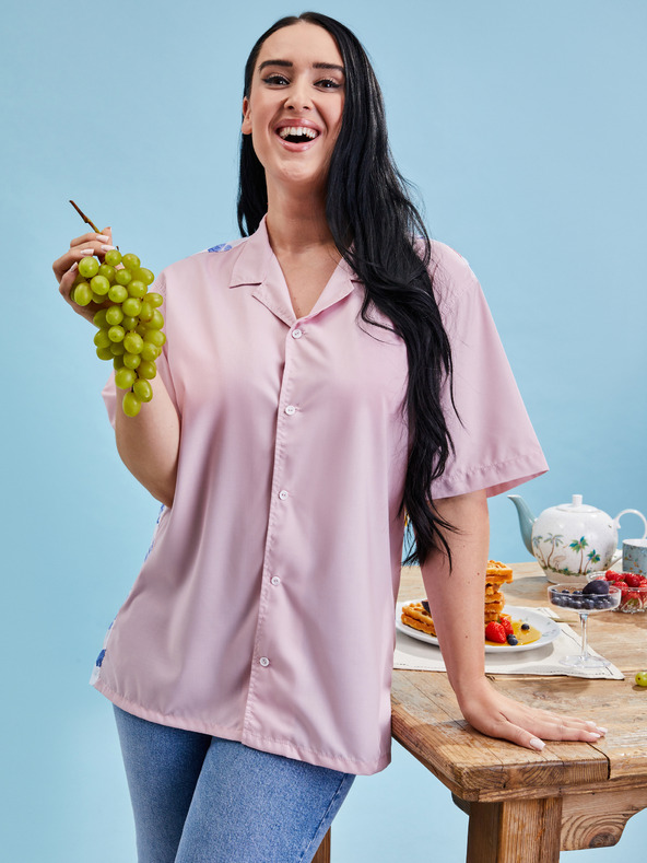 ZOOT.collab Rožnata ženska srajca s cvetličnim hrbtom iz kolekcije BESKY by ZOOT