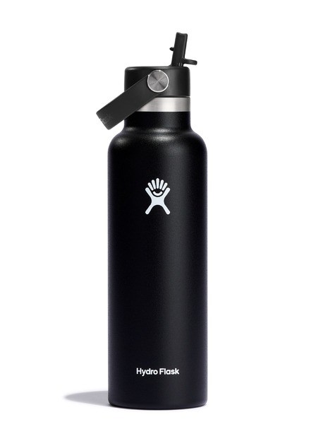 Hydro Flask Termalna steklenica Hydro Flask iz nerjavečega jekla Standard Mouth Straw Cap 21 oz (621 ml), črna