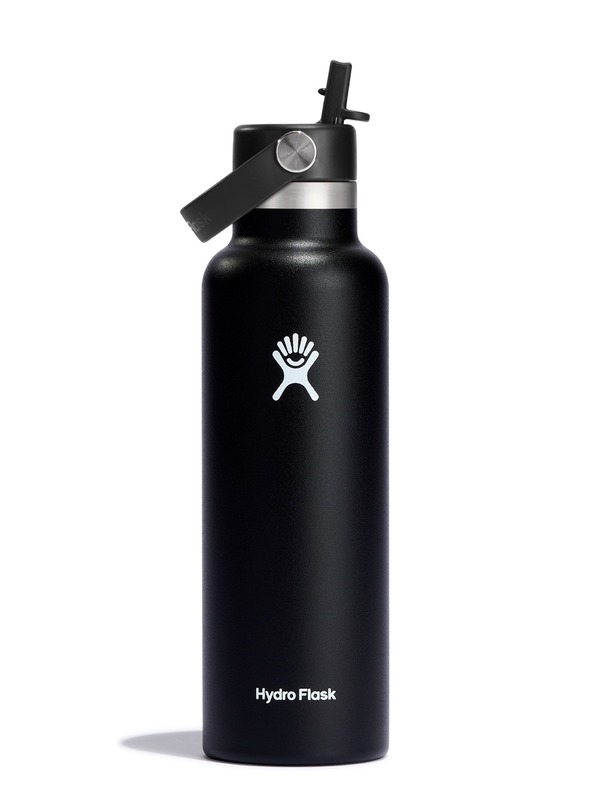 Hydro Flask Termalna steklenica Hydro Flask iz nerjavečega jekla Standard Mouth Straw Cap 21 oz (621 ml), črna