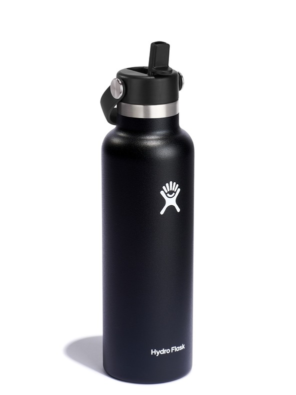 Hydro Flask Termalna steklenica Hydro Flask iz nerjavečega jekla Standard Mouth Straw Cap 21 oz (621 ml), črna