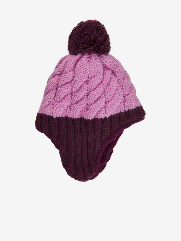 Color Kids Vijolična in rožnata dekliška zimska kapa s pompom Color Kids