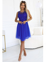numoco 522-4 CATERINA Ženske obleke z guipure in tankim tiflom - barva plavice