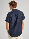 Pepe Jeans Temno modra moška lanena srajca s kratkimi rokavi Pepe Jeans