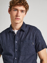 Pepe Jeans Temno modra moška lanena srajca s kratkimi rokavi Pepe Jeans