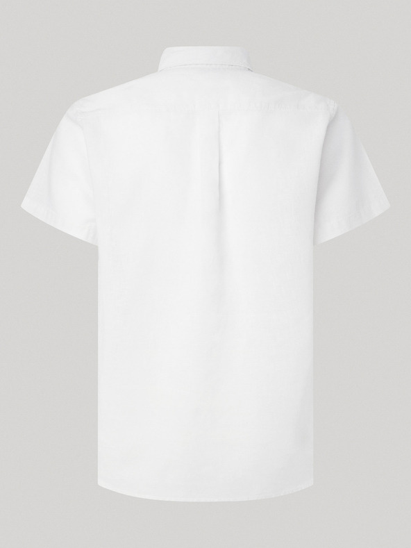 Pepe Jeans Bela moška lanena srajca s kratkimi rokavi Pepe Jeans