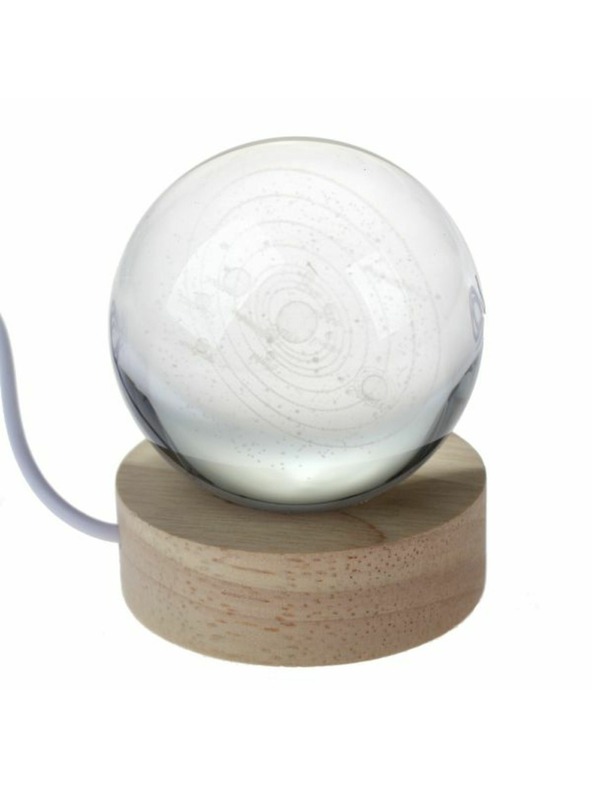 Casa de Engel Svetleča steklena krogla na leseni podlagi, USB, 0/60