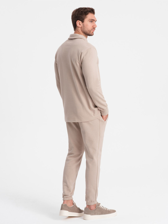 Ombre Clothing Bežna moška trenirka z ovratnikom polo majica + hlače Ombre Oblačila