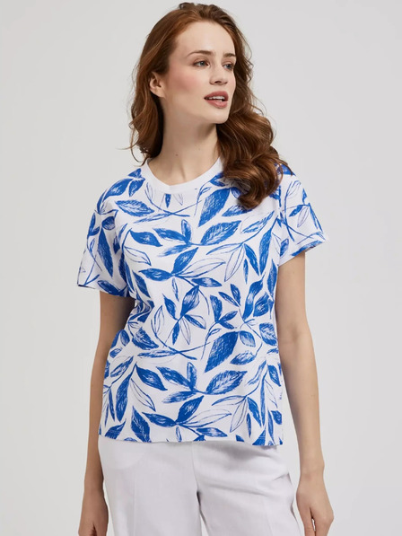 Moodo Modra bluza s potiskom listov Moodo