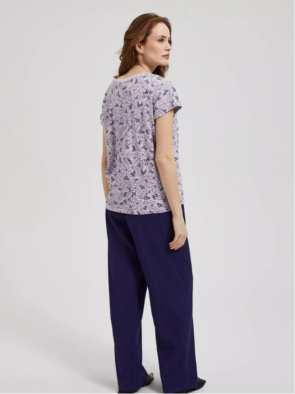 Moodo Vijolična bluza s cvetličnim vzorcem in V-izrezom Moodo