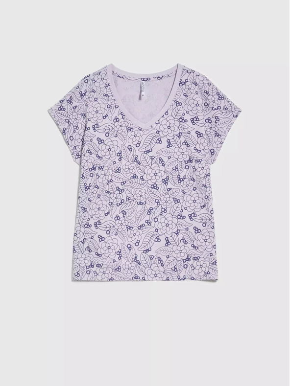 Moodo Vijolična bluza s cvetličnim vzorcem in V-izrezom Moodo