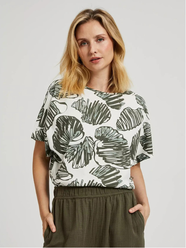 Moodo Zelena bluza s tropskim potiskom Moodo