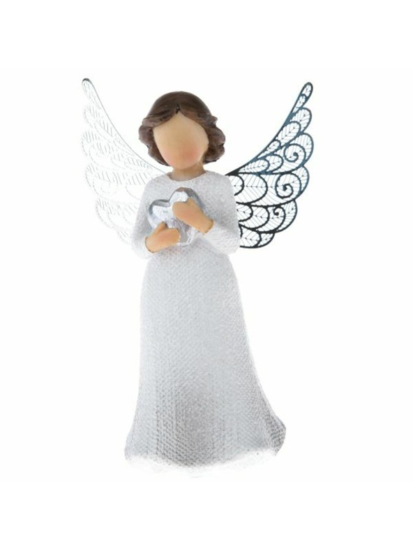 Casa de Engel Polirezinski angel s kovinskimi krili, s srcem, 9/108