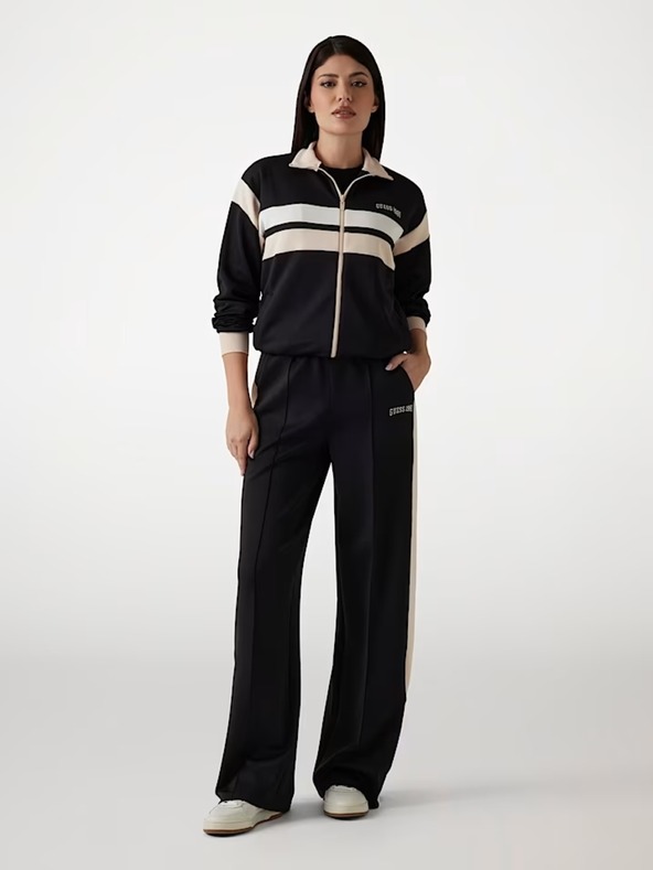 Guess Jeans Ženske črne ravne jogger hlače Guess jeans