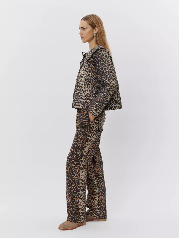 Sofie Schnoor Bež-rjave ženske hlače z leopardjim vzorcem Sofie Schnoor