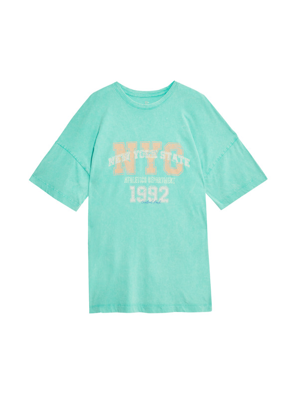 Marks & Spencer Oversized majica z napisom, čisti bombaž Marks & Spencer zelena