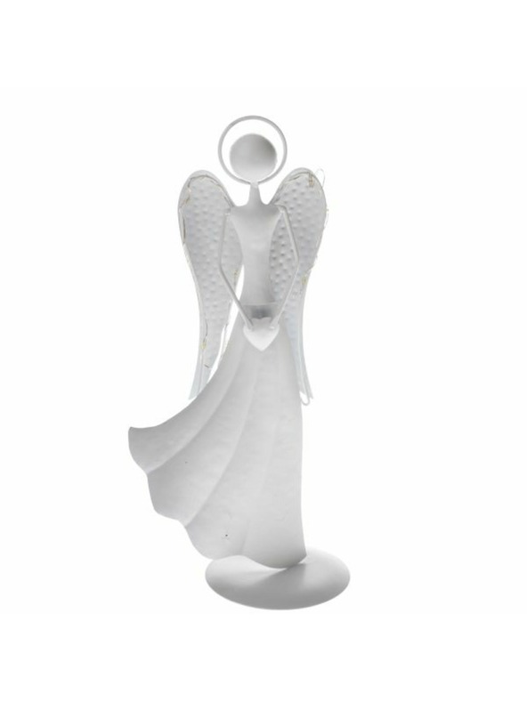 Casa de Engel Kovinski angel s svetlobo LED, 0/6