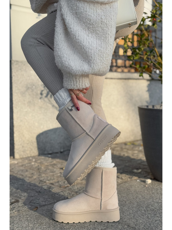 BIG STAR SHOES Ženski čevlji z visoko platformo Snows Big Star Light Beige