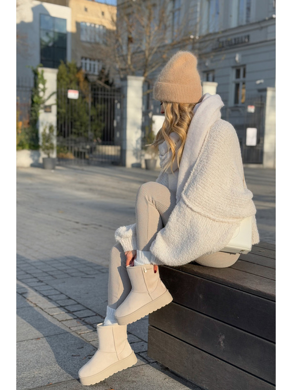 BIG STAR SHOES Ženski čevlji z visoko platformo Snows Big Star Light Beige