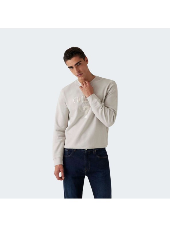 Guess Jeans Moška ecru jopica z izvezenim logotipom Guess jeans